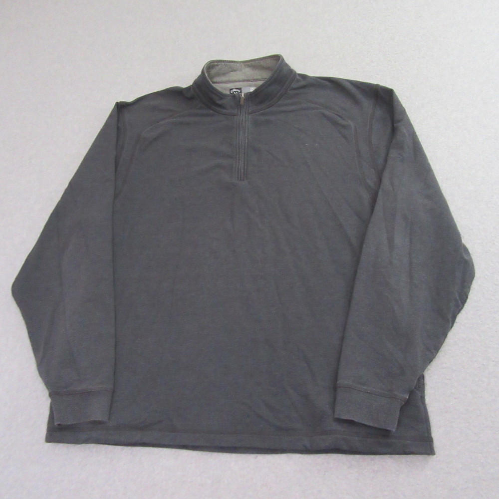Callaway Mens 1/4 Zip Sweater 2XL‎ Gray Stretch Pullover Mock Neck Long